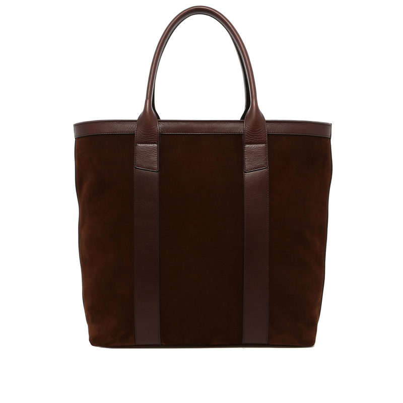 Tall Tote - Brown/Chocolate Trim - Nubuck - Zipper Closure in 