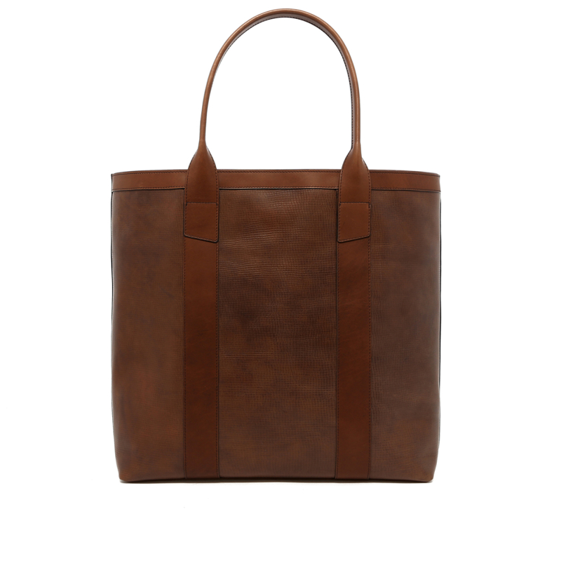 Tall Tote - Otter Trim - Cross Grain Leather in 