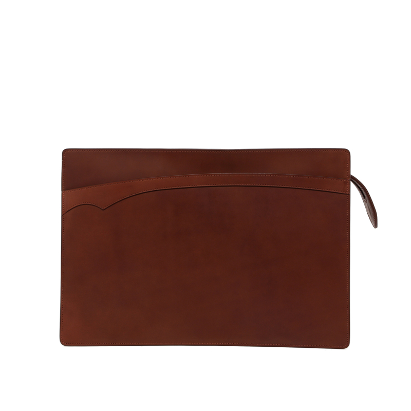 Zipper Portfolio - Matte Light Brown Belting in 