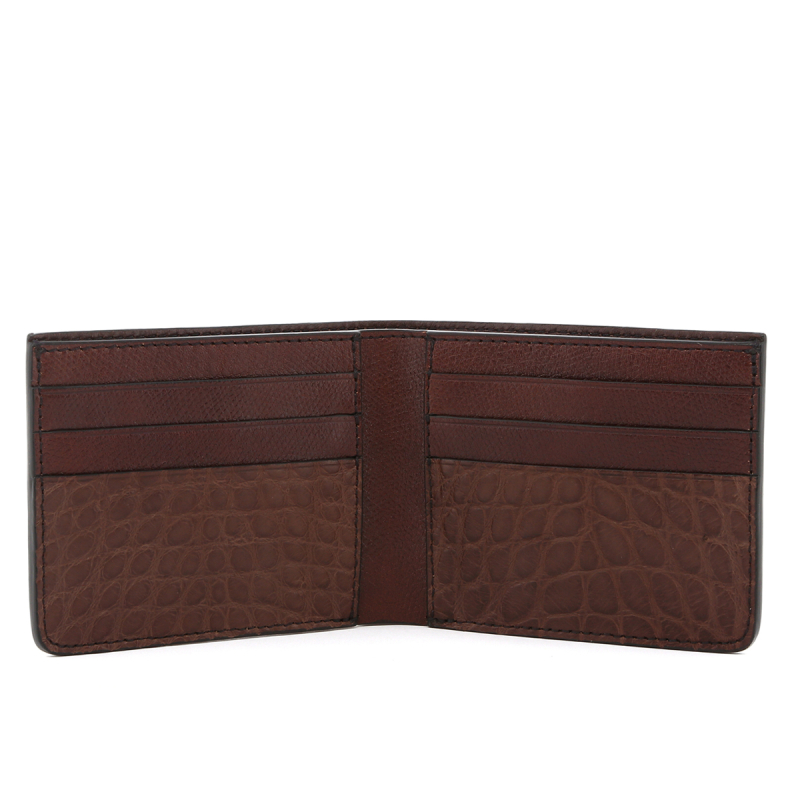 Bifold Wallet -Fudgesickle Brown Print/Chocolate Alligator  in 