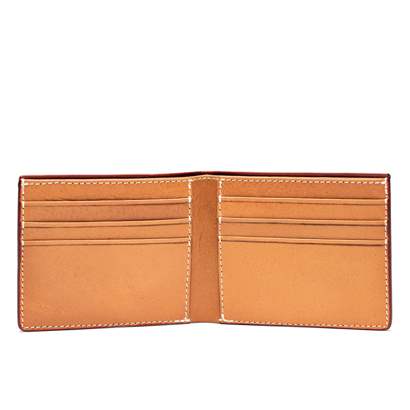 Bifold Wallet - Red/Natural - Tumbled Leather in 