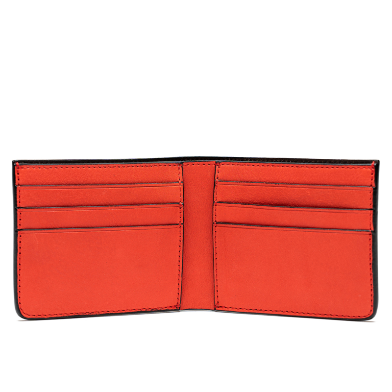 Bifold Wallet - Hibiscus - Tumbled Leather - Chocolate Interior in 