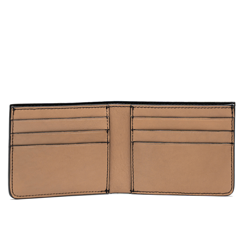 Bifold Wallet - Olive/Taupe - Nubuck Goatskin - Black Interior  in 