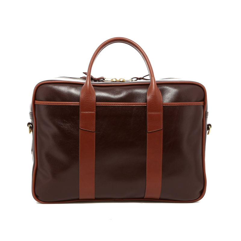 Commuter Briefcase - Seal Brown/Chestnut Trim - Smooth Calf  in 