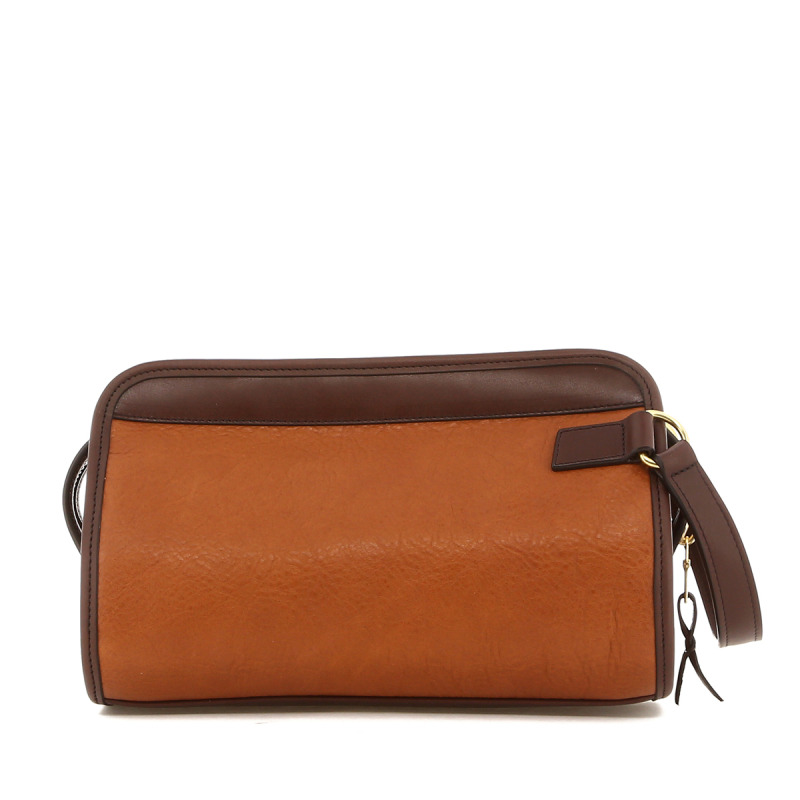 Small Travel Kit - Almond/Chocolate- Tumbled Leather in 