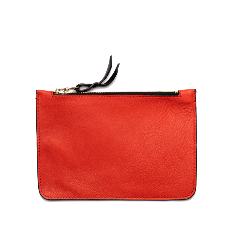 Small Leather Pouch - Hibiscus - Tumbled Leather in 