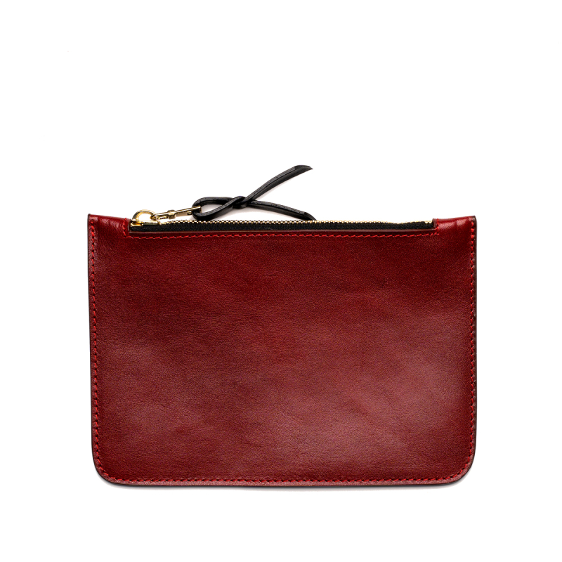 Small Leather Pouch - Brick Red - Smooth Tumbled Leather in 