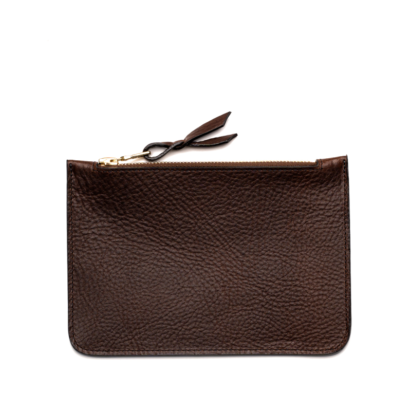 Small Leather Pouch - Pinecone - Oiled Pebbled Leather  in 