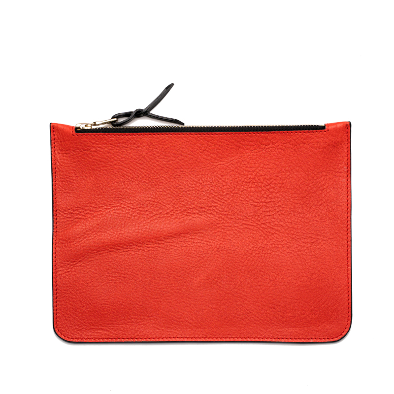 Medium Leather Pouch - Hibiscus - Tumbled Leather in 