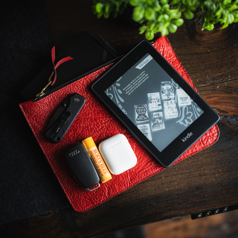 Medium Leather Pouch - Red - Sporadic Leather in 