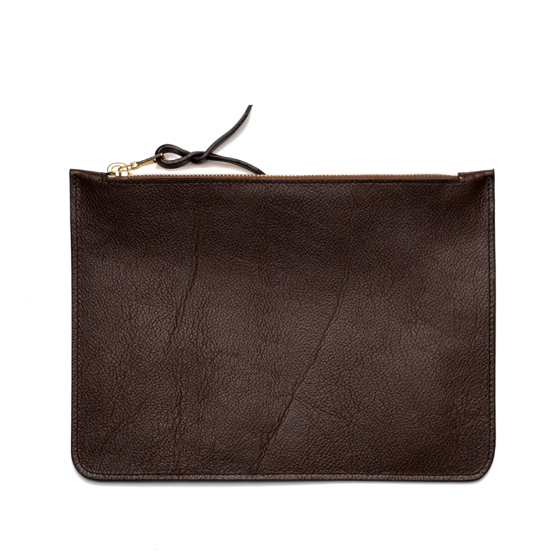 Medium Leather Pouch - Pinecone - Tumbled Leather  in 