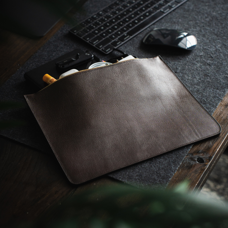 Large Leather Pouch - Pinecone - Tumbled Leather   in 