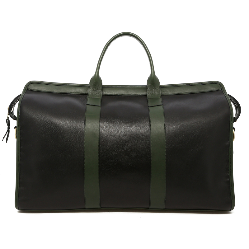 Compass Duffle - Black/Green/Navy Tumbled Leather - Sunflower Yellow Interior  in 