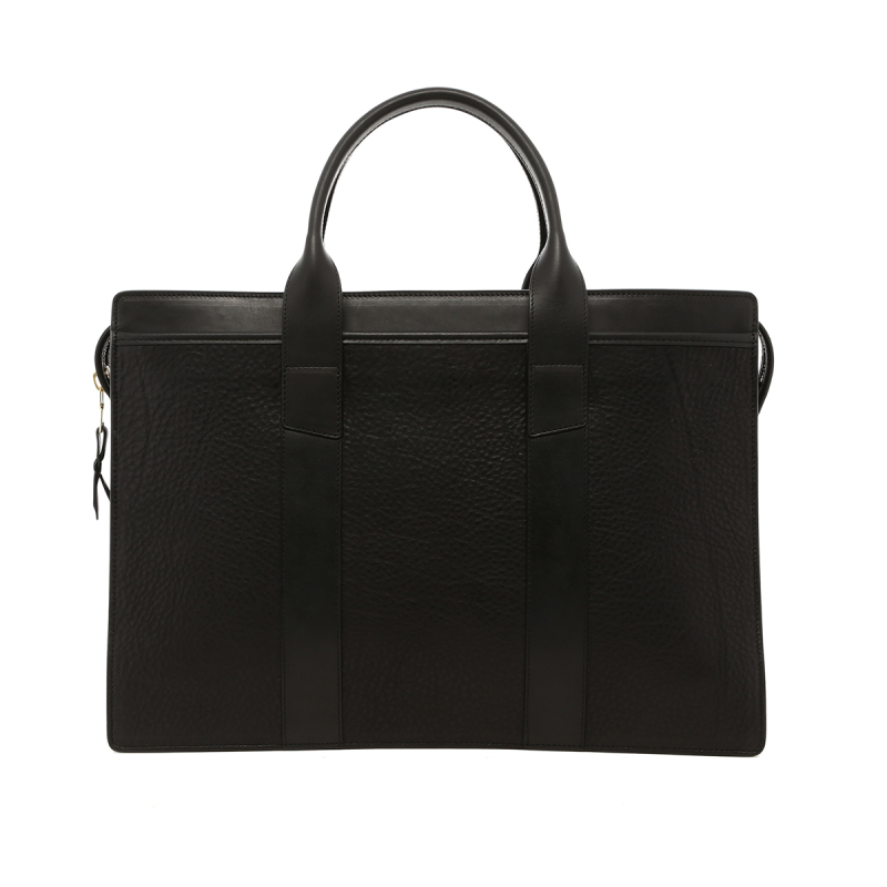 Double Zip-Top - Black/Black - Pebbled Leather  in 