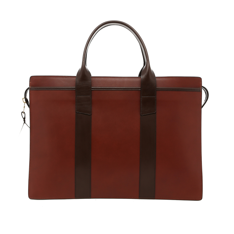 Double Zip-Top - Chestnut/Java - Belting Leather  in 