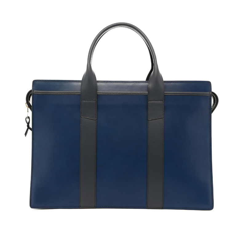 Double Zip-Top - Galaxy Blue/Grey - Belting Leather in 