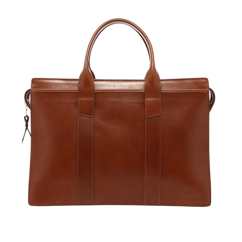Double Zip-Top - Ginger Bread - Belting Leather in 