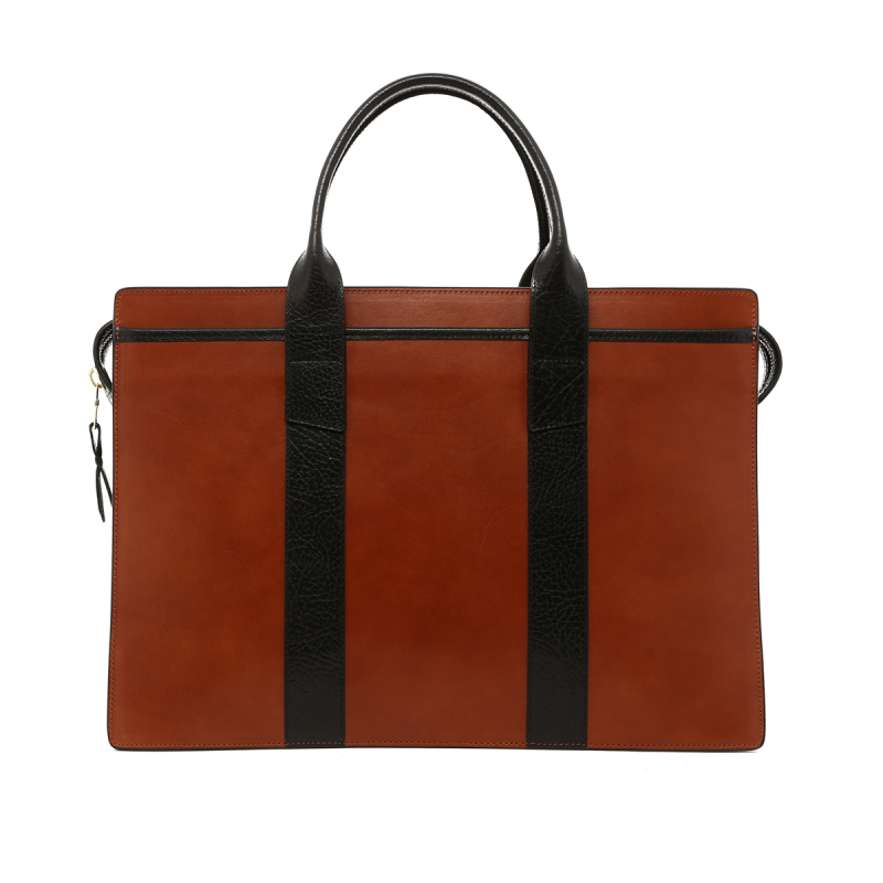 Double Zip-Top - Glazed Ginger/Black - Pebbled Leather in 