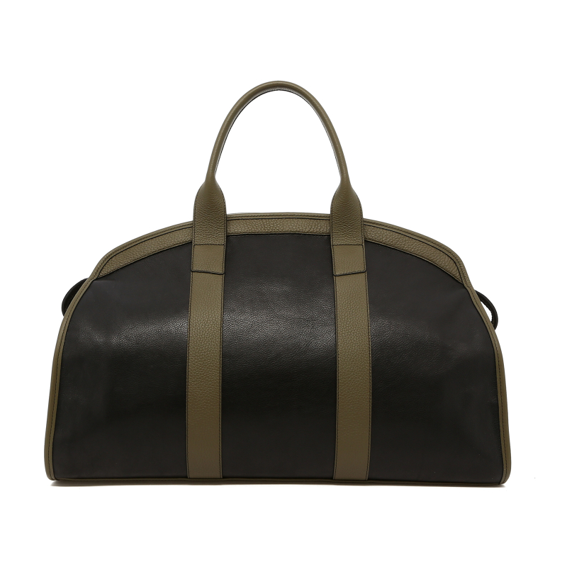 Aiden Duffle - Black/Light Military - True Brown Interior - Tumbled Leathre in 