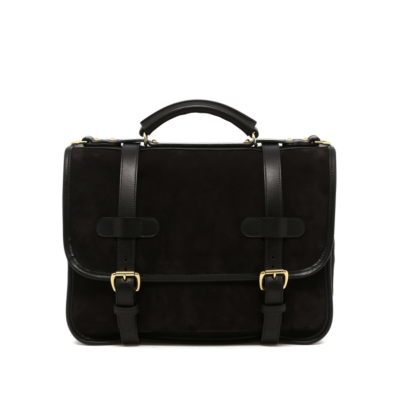 English Satchel - Black Nubuck  in 