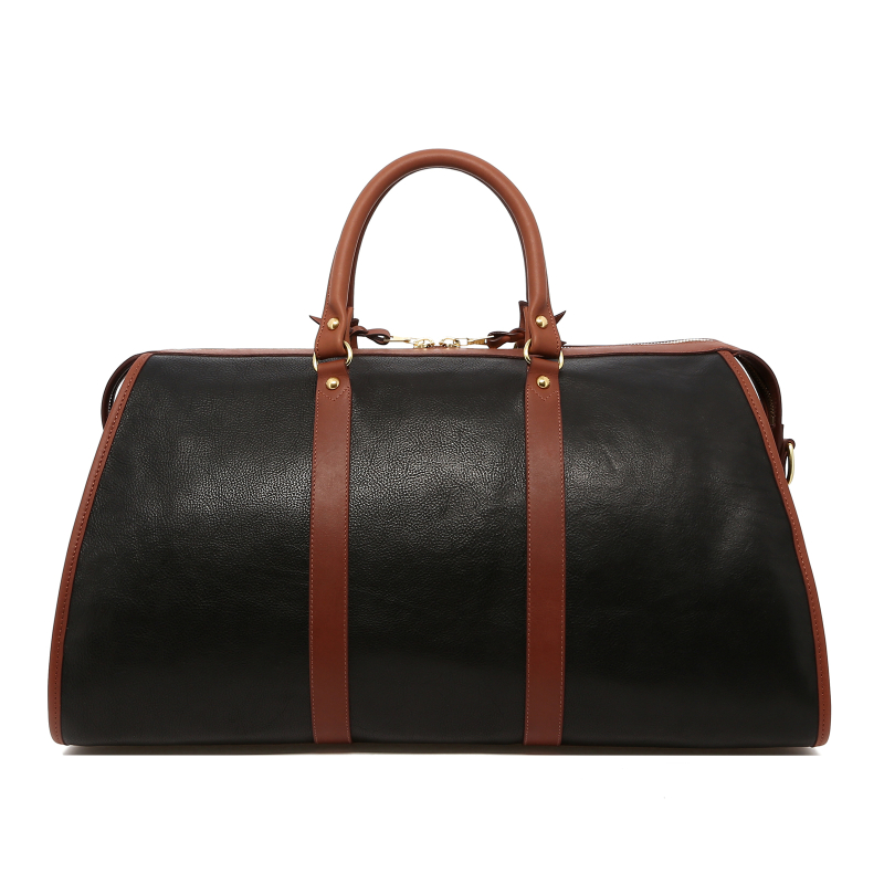 Hampton Duffle - Black/Chestnut - Tumbled Leather - Turquoise Interior  in 