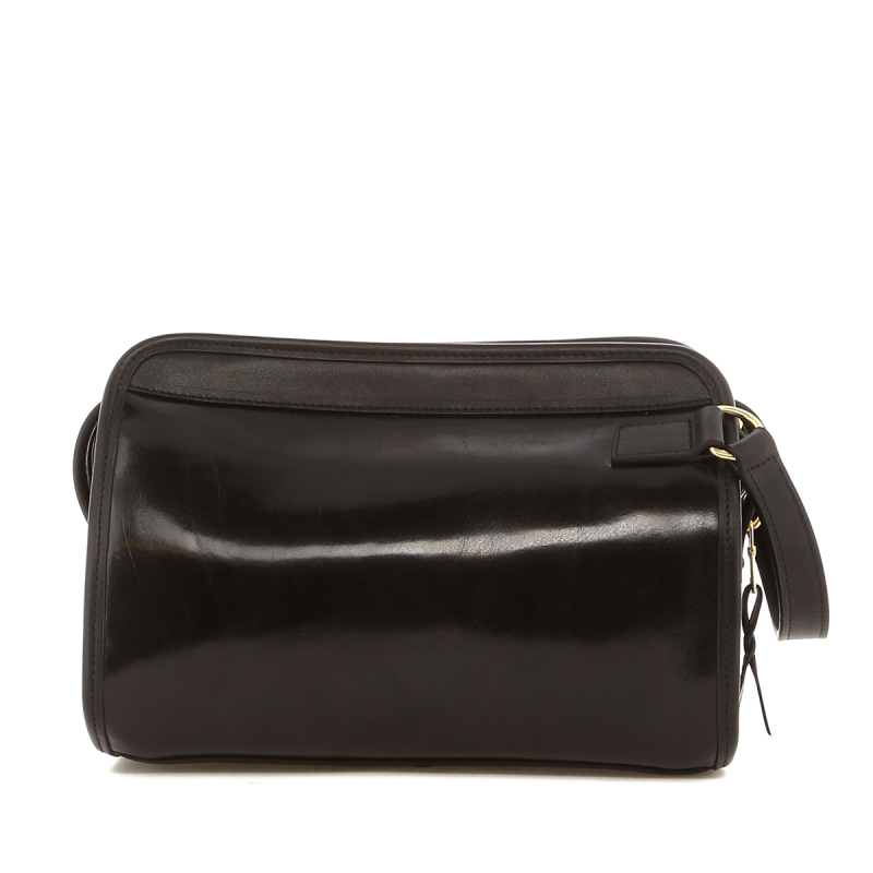 Large Travel Kit - Black - Smooth Glossy Leather in 