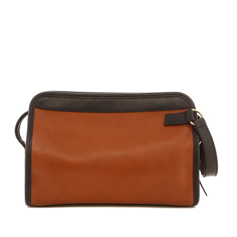 Large Travel Kit - Ginger Bread/Black - Tumbled Leather  in 