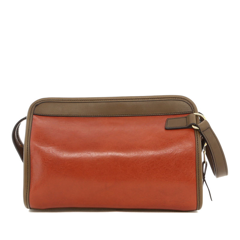 Large Travel Kit - Potter's Clay/Olive - Tumbled Leather - Burgundy Interior  in 