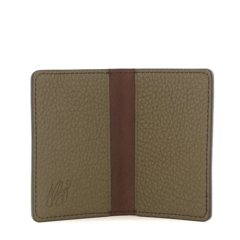 Folding Card Case - Forest/Chocolate Interior - Taurillon Leather in 