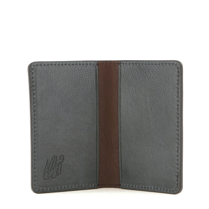 Folding Card Case - Indian Teal/Chocolate Interior - Goatskin in 