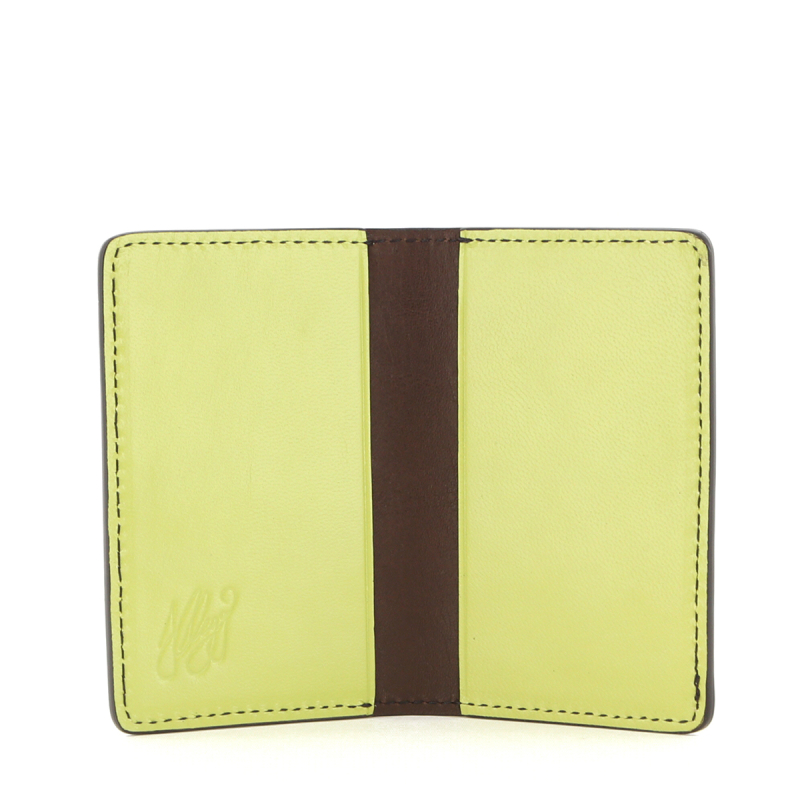 Folding Card Case - Limeade/Chocolate Interior - Calf  in 