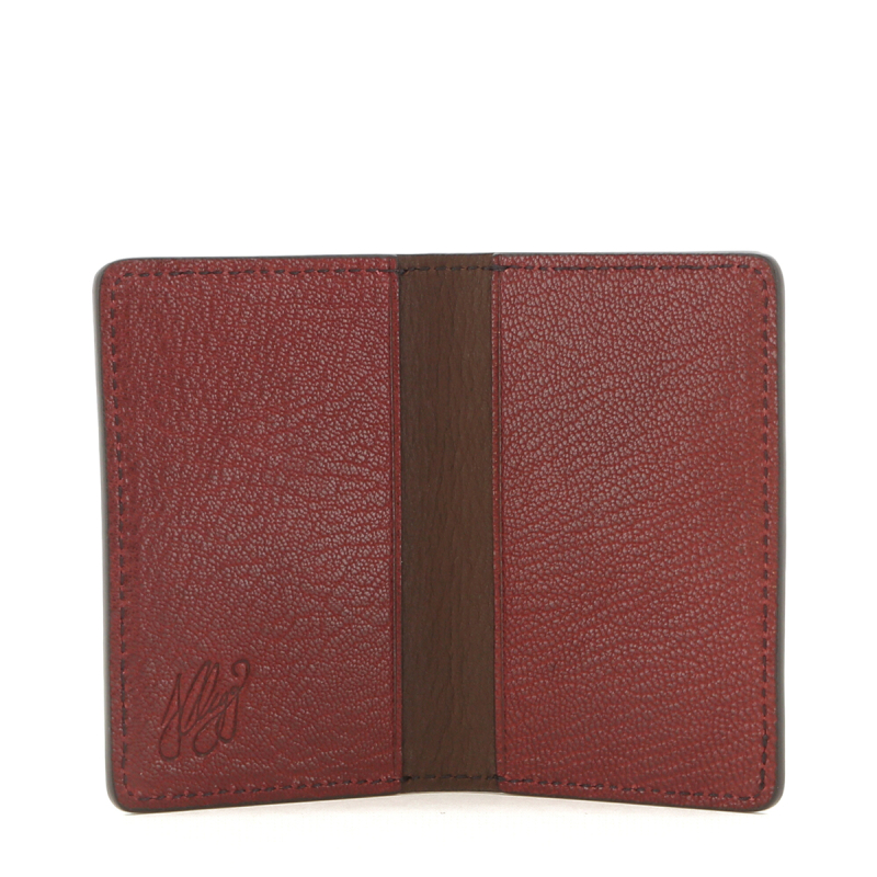 Folding Card Case - Port Wine/Chocolate Interior - Goatskin in 