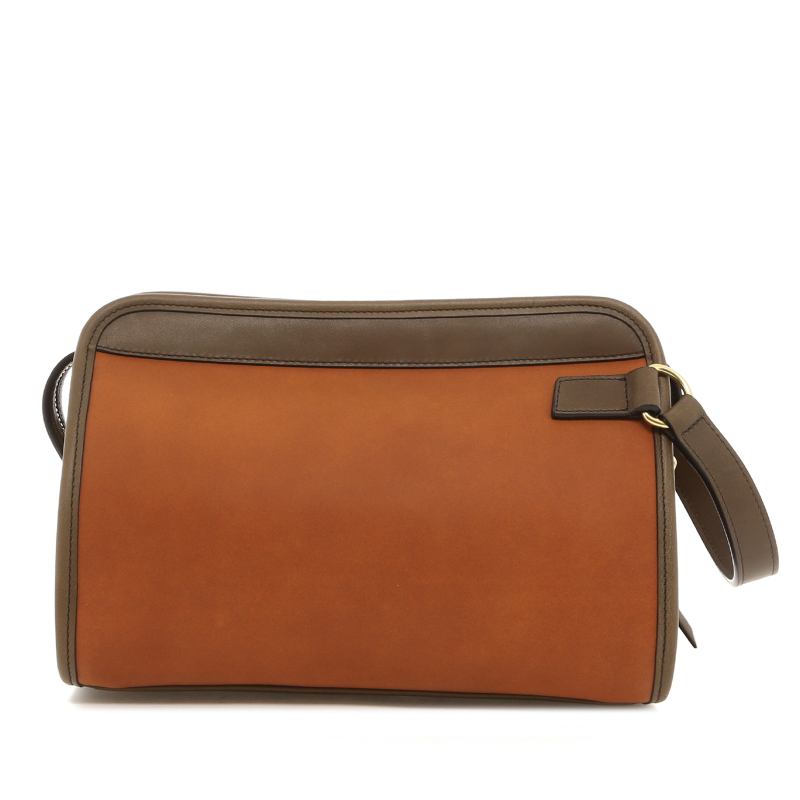 Large Travel Kit - Almond/Olive - Smoothed Leather - Pacific Blue Tweed in 