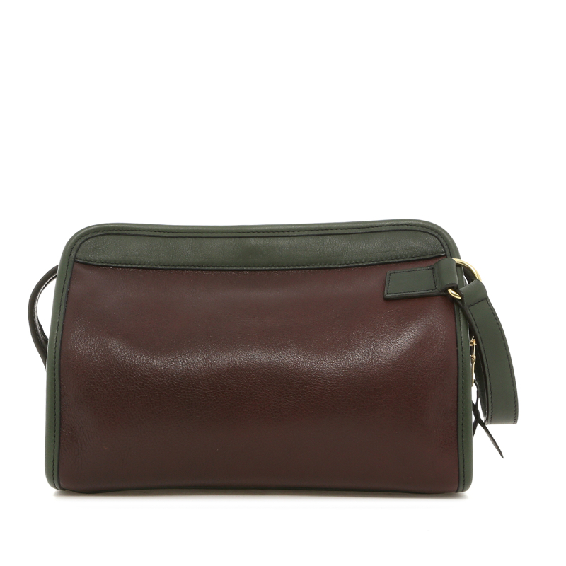 Large Travel Kit - Chocolate/Green - Pebbled Leather - Dark Olive Canvas in 