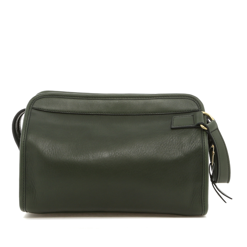 Large Travel Kit - Green - Tumbled Leather - Logo Red Sunbrella  in 