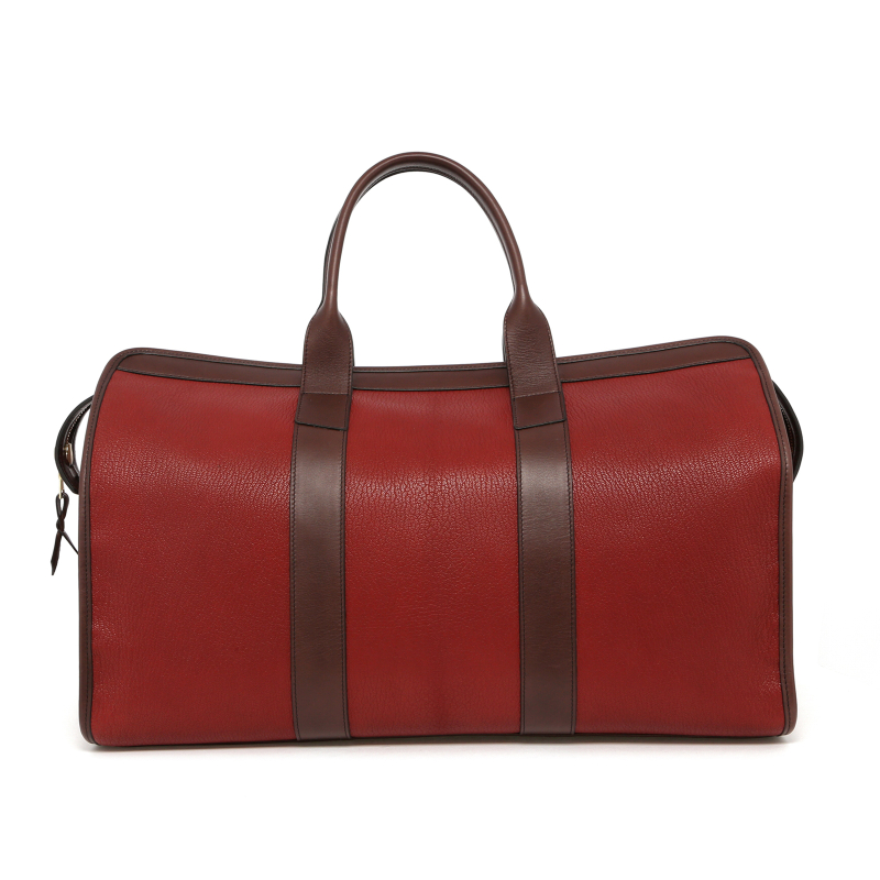 Signature Travel Duffle - Berry/Chocolate - Goatskin - Tumbled Trim in 