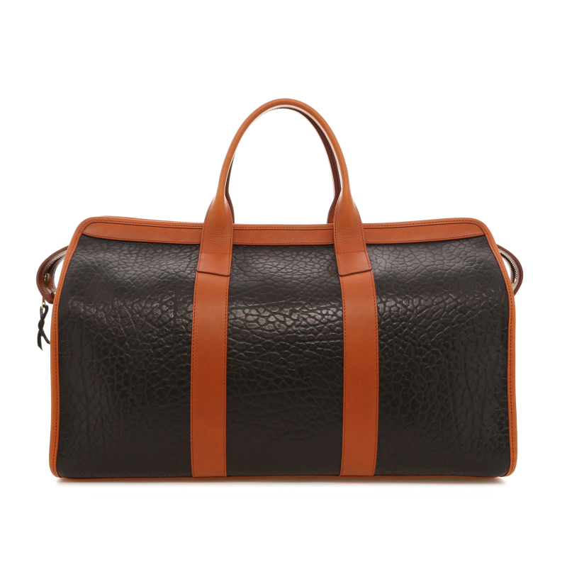 Signature Travel Duffle - Black/Cognac - Shrunken Grain Leather -  Capri Sunbrella
 in 