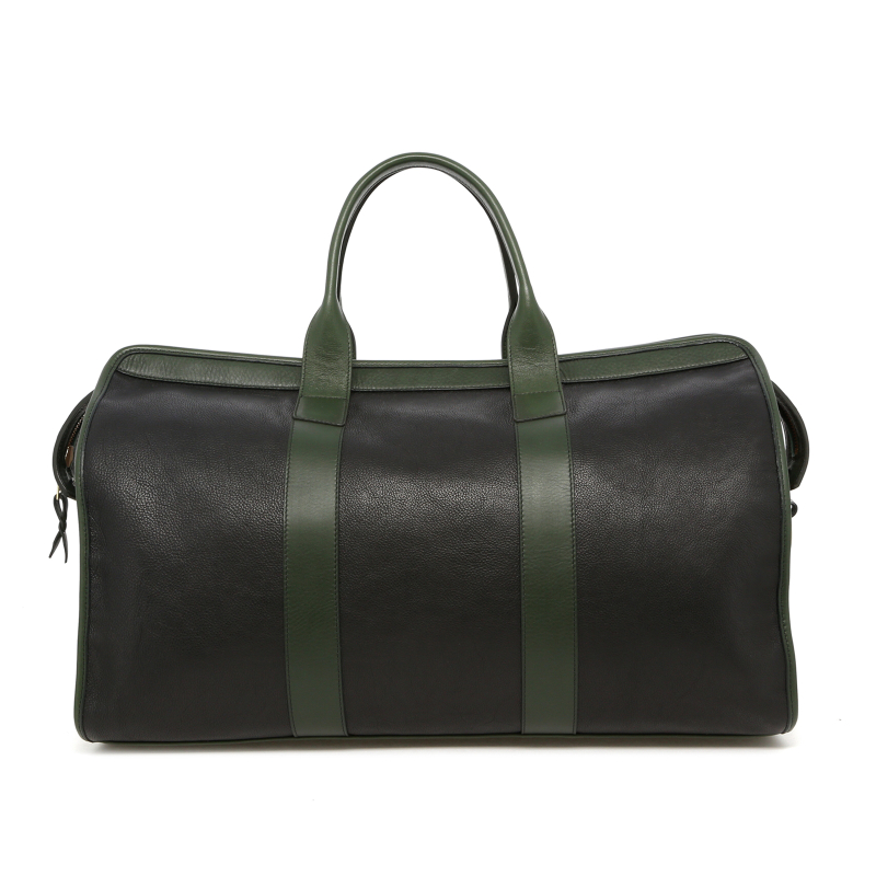 Signature Travel Duffle - Black/Green/Brown - Tumbled Leather / Nubuck - Burgundy Sunbrella 
 in 