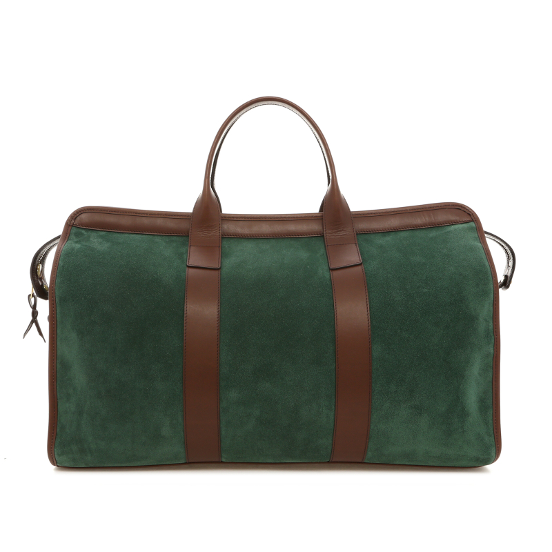Signature Travel Duffle - Evergreen/Chocolate - Suede - Royal Blue Sunbrella in 