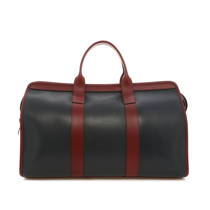 Signature Travel Duffle - Navy/Burgundy - Harness Leather - Tweed Sunbrella  in 