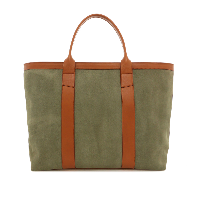 Signature Working Tote - Mint/Cognac - Suede - Orange Sunbrella
 in 