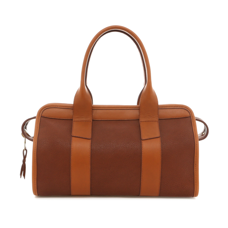 Small Satchel - Antique/Cognac - Goatskin - Linen Sunbrella  in 