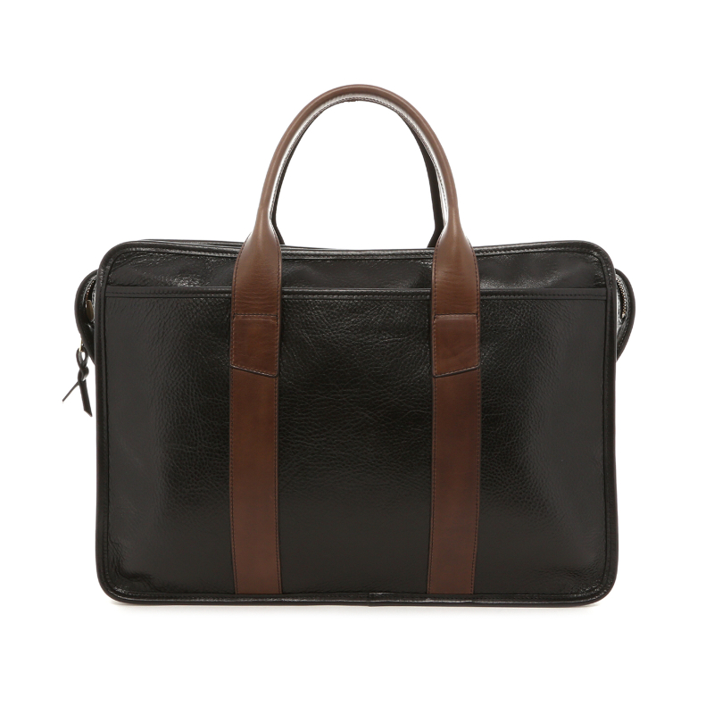 Bound Edge Zip-Top Briefcase - Black/Cub- Glazed Pebbled
 in 