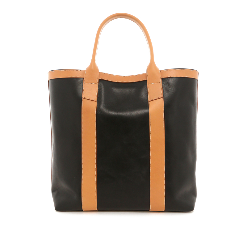 Tall Tote - Black/Natural - Smooth Leather - Forest Green Sunbrella
 in 