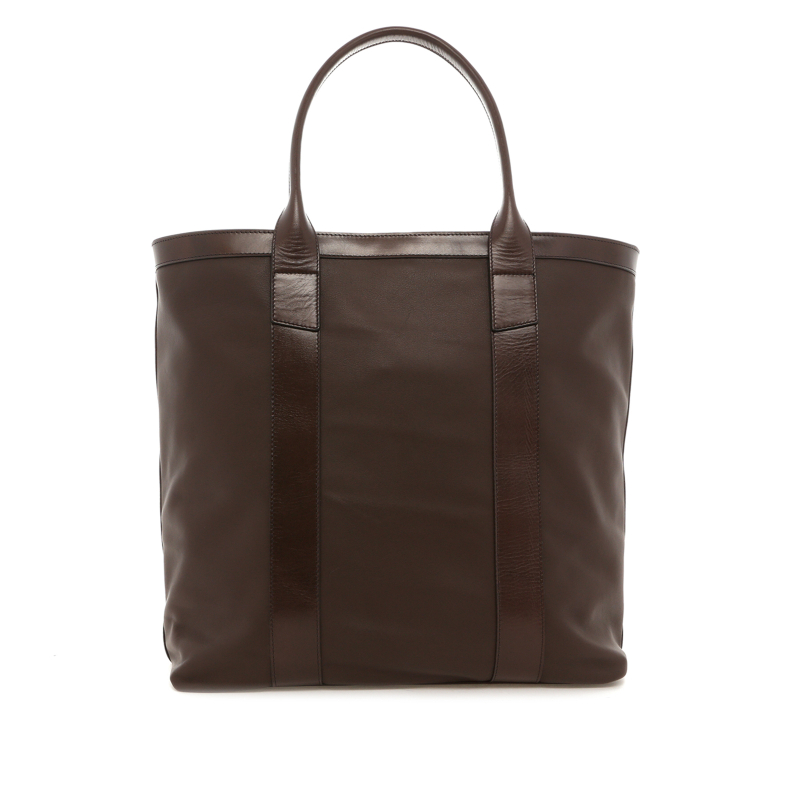 Tall Tote - Chocolate Brown/Chocolate Glaze - Nappa Leather  - Burgundy Sunbrella
 in 