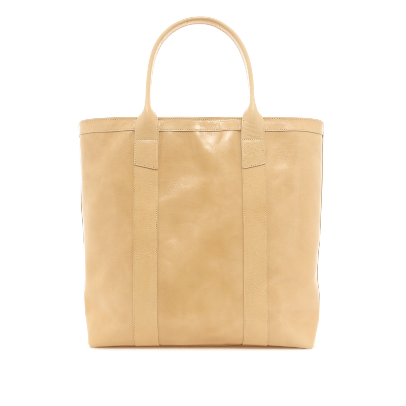 Tall Tote - Natural - Glazed Pebbled  - Zipper Closure - Forest Green Sunbrella
 in 