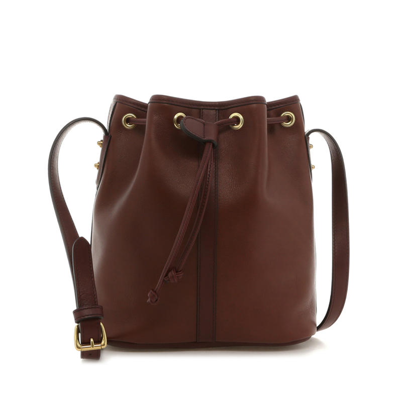 Bucket Bag  - Chestnut/Burgundy - Tumbled - Captain Navy Sunbrella in 