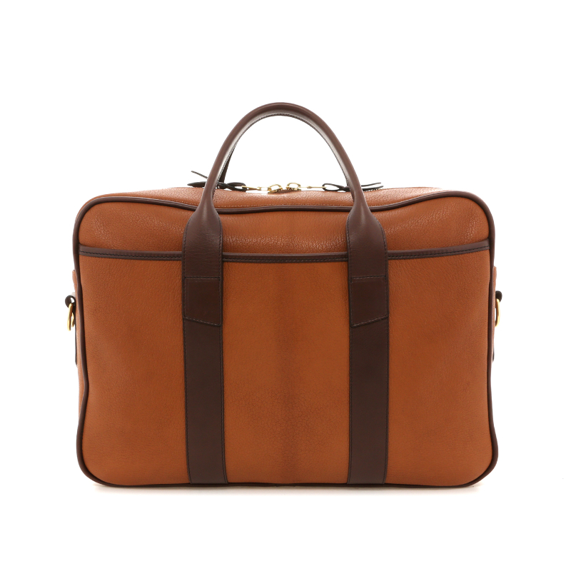 Commuter Briefcase - Camel/Chocolate - Goatskin in 