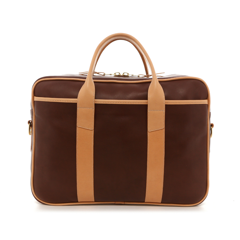 Commuter Briefcase - Rum Raisin/Natural - Tumbled Leather
 in 