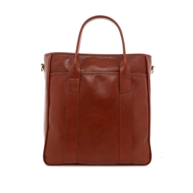 Commuter Tote - Cinnamon Stick - Glazer Pebbled Leather - Forest Green Sunbrella  in 